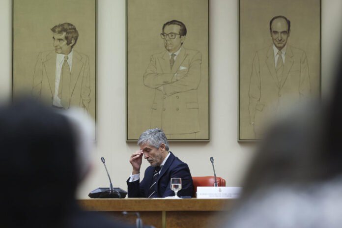 El ministro del Interior, Fernando Grande-Marlaska, durante el acto de homenaje a las víctimas del terrorismo este viernes en el Congreso. EFE/ Kiko Huesca
