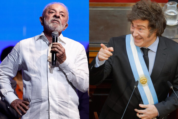 Combo de fotografías de archivo que muestra a los presidentes de Brasil y Argentina, Luiz Inácio Lula da Silva (i) y Javier Milei, quienes se citarán el martes en la Cumbre del Mercosur de Paraguay con crecientes divisiones, agudizadas por el acuerdo comercial suscrito por Buenos Aries con EE.UU. el pasado febrero. El Gobierno brasileño espera que Argentina aproveche la cumbre de Luque para aclarar los alcances del acuerdo comercial, ante el temor de que pueda generar 
