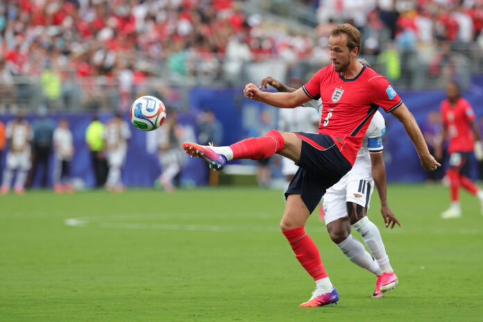 Harry Kane, de Inglaterra, durante el partido del grupo L del Mundial 2026 ante Panamá en el estadio MetLife de Nueva Jersey. EFE/Sebastiao Moreira
