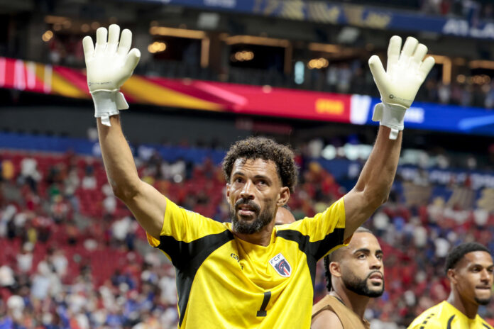 El portero de Cabo Verde, Vozinha, tras el empate a 0 ante España en el primer partido del grupo H del Mundial 2026, en Atlanta (EEUU). EFE/Lavandeira Jr
