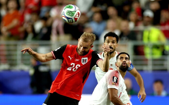 Fotografía del pasado 17 de junio, en la que puede verse al internacional austríaco Konrad Laimer, durante un partido del Mundial de Estados Unidos, México y Canadá. EFE/ BENJAMIN FANJOY
