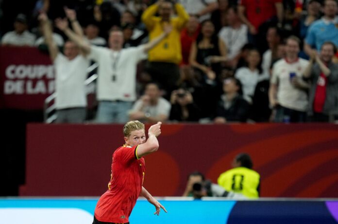 De Bruyne, tras el gol a Nueva Zelanda. EFE/EPA/BOB FRID
