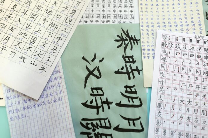 Fotografía de archivo, tomada el 20/04/2026, que muestra letras escritas en mandarín en Argelia. EFE/EPA/MOHAMED MESSARA
