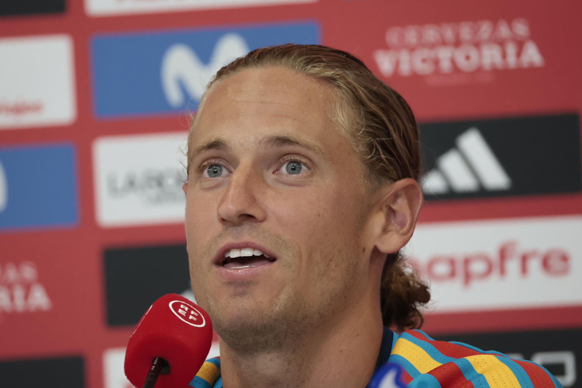 El defensa de la selección española Marcos Llorente durante la rueda de prensa en Chattanooga, Tenesse (Estados Unidos). EFE/Lavandeira Jr
