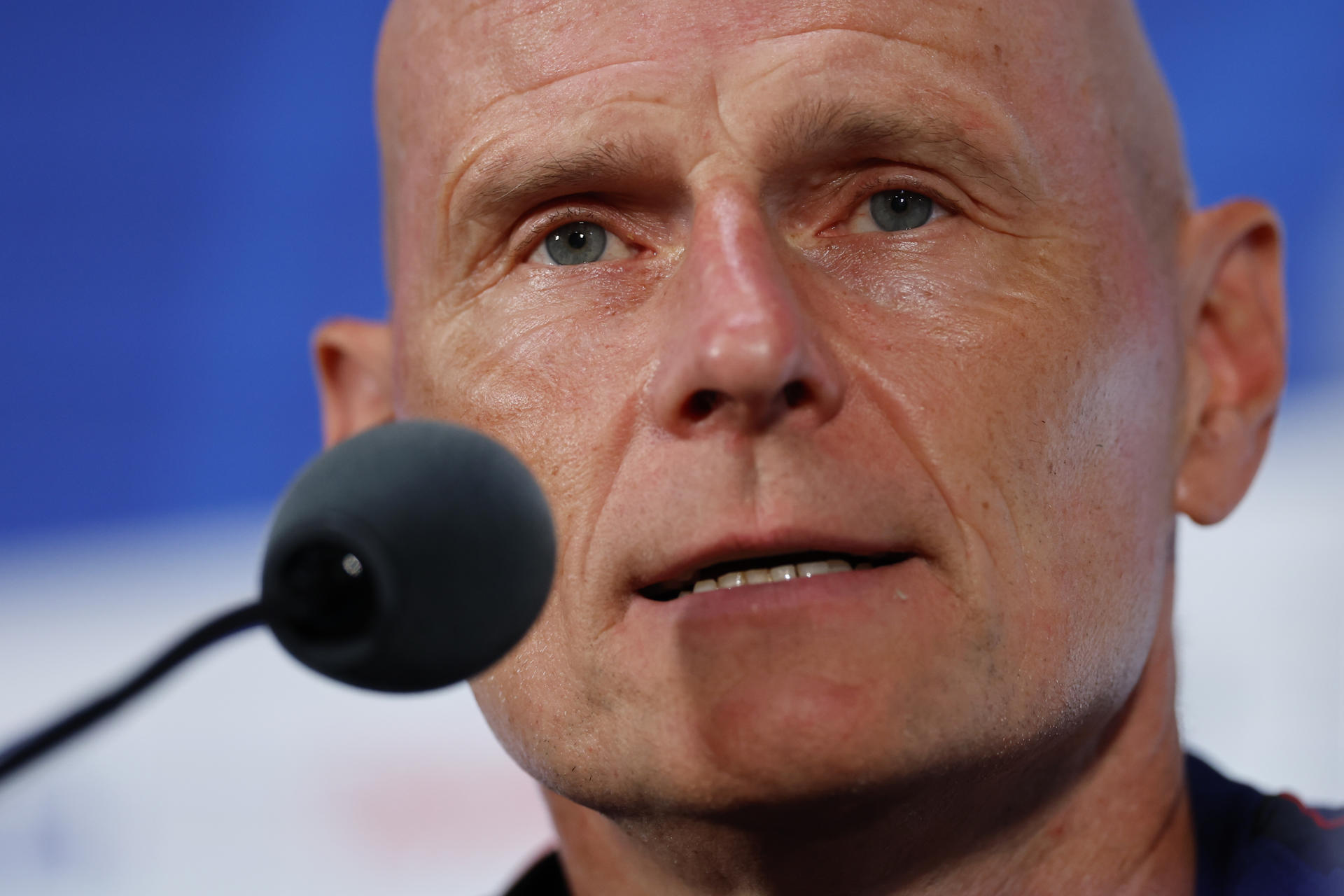 Stale Solbakken, seleccionador de Noruega, afirmó este lunes en Dallas que parte de la evolución del fútbol en su país se debe a la influencia de "la escuela de Guardiola" que ha hecho que se busque más tener la posesión del balón. EFE/ Mariscal
