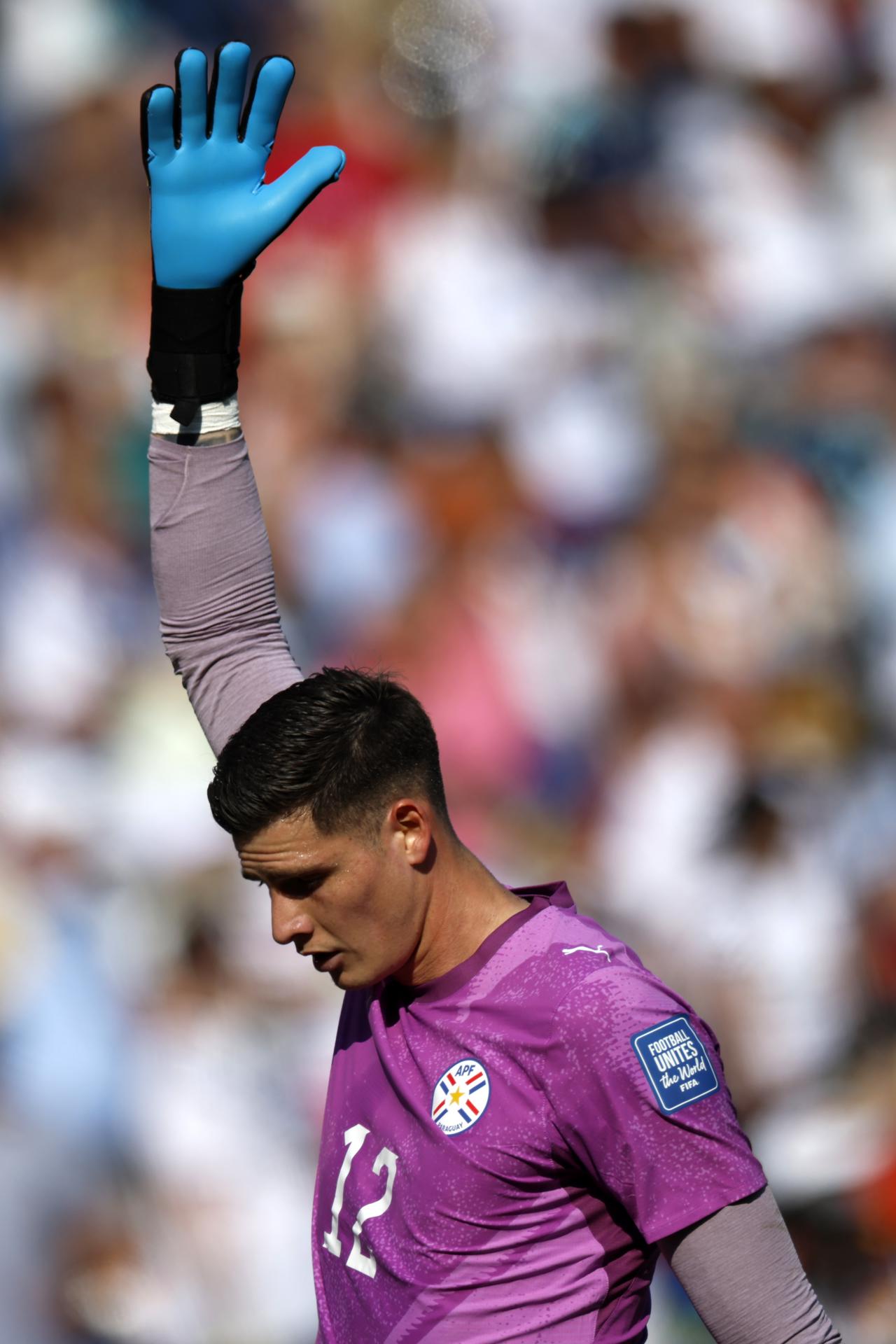 El portero Orlando Gill, de Paraguay, celebra durante el partido ante Alemania de la Copa Mundial 2026 en Boston, Massachusetts, EE.UU. EFE/EPA/GREG COOPER
