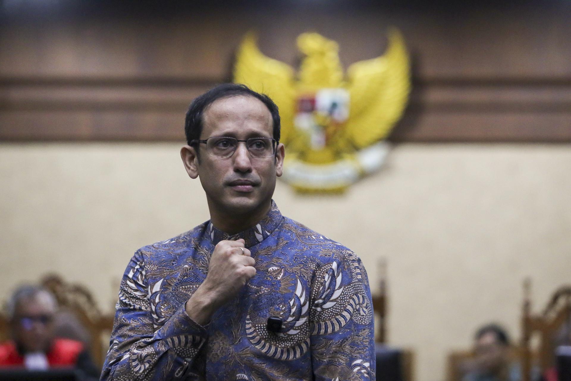 YAKARTA (Indonesia), 30/06/2026.- Nadiem Makarim, exministro de Educación de Indonesia y cofundador de la aplicación de transporte Gojek, durante la audiencia de su juicio por corrupción en el Tribunal Indonesio de Delitos de Corrupción en Yakarta. EFE/EPA/AGOES RUDIANTO
