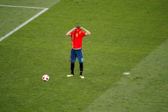 Koke, el 1 de julio de 2018, tras fallar un penalti ante Rusia en los octavos de final del Mundial 2018. EFE/Lavandeira jr.
