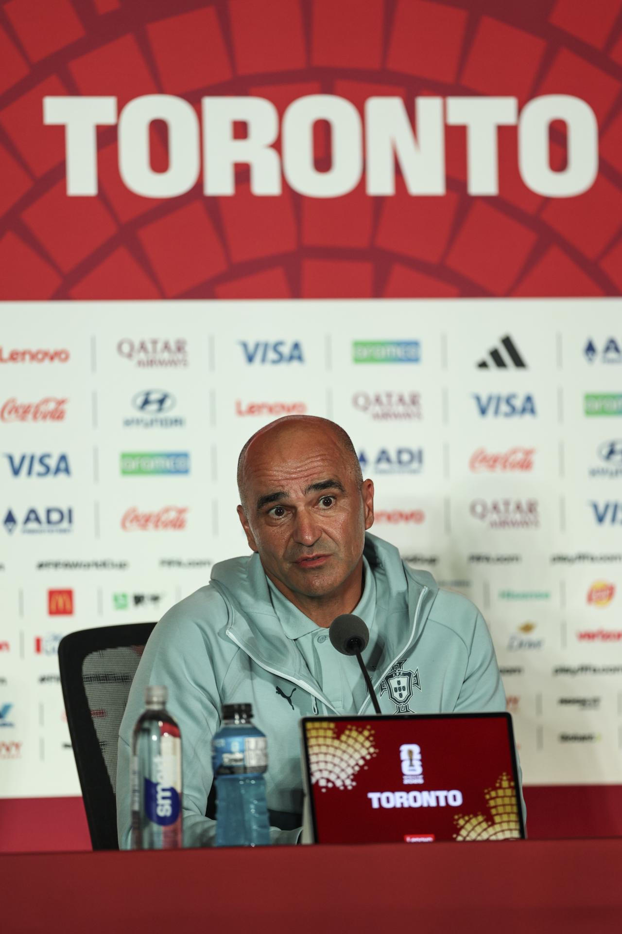 Roberto Martínez, seleccionador de Portugal, en rueda de prensa en Toronto, antes del partido con Croacia del Mundial 2026. EFE/EPA/MIGUEL A. LOPES
