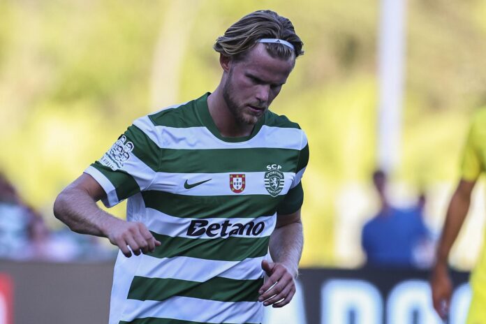 El jugador del Sporting Morten Hjulmand en foto de archivo de ANTONIO COTRIM. EFE
