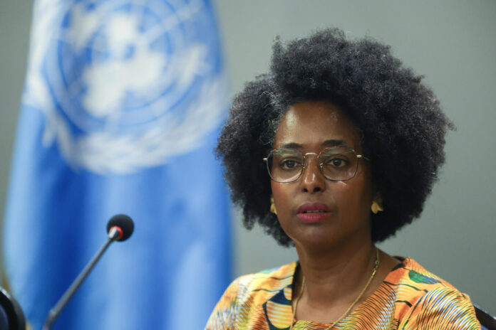 Aua Balde, miembro del Grupo de Trabajo sobre Desapariciones Forzadas o Involuntarias (GTDFI) de las Naciones Unidas (ONU), habla en una rueda de prensa en la Ciudad de Guatemala, Guatemala, 02 de julio de 2026. EFE/Mariano Macz
