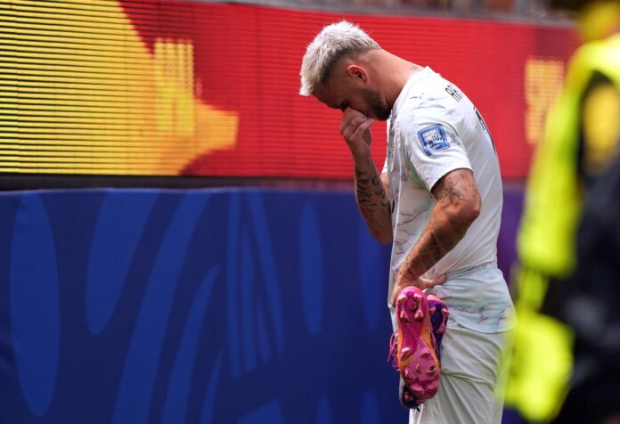 El jugador austriaco Marko Arnautovic tras el partido de dieciseisavos de final de la Copa Mundial de la FIFA 2026 entre España y Austria, en Los Ángeles, EE.UU. EFE/EPA/SCOTT STRAZZANTE
 
//////////
 
INGLEWOOD (United States), 02/07/2026.- Marko Arnautovic of Austria reacts after the FIFA World Cup 2026 Round of 32 match Spain against Austria, in Los Angeles, USA, 02 July 2026. (España) EFE/EPA/SCOTT STRAZZANTE
