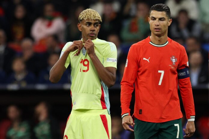 Cristiano Ronaldo y Lamine Yamal, en una foto de archivo. EFE/EPA/MIGUEL A. LOPES
