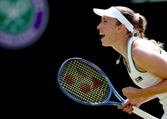 La belga Elise Mertens dio la sorpresa de la sexta jornada de Wimbledon. EFE/EPA/ADAM VAUGHAN
