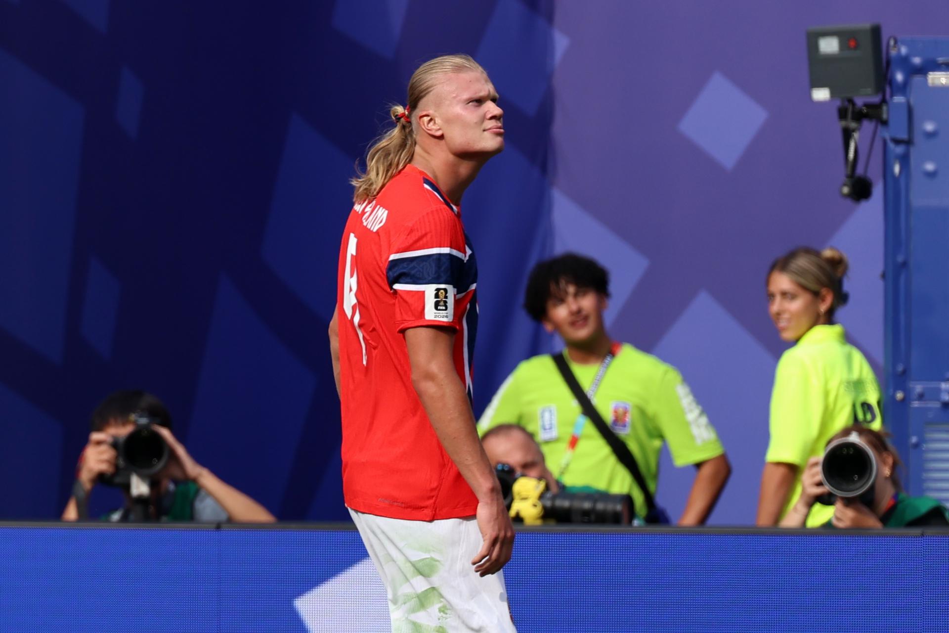 El noruego Erling Haaland, este domingo, durante el partido de octavos de final del Mundial 2026 contra Brasil. EFE/ OLGA FEDOROVA
