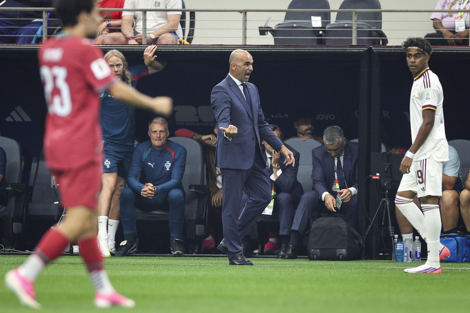 El seleccionador portugués, Roberto Martínez, reacciona durante el partido de octavos de final del Mundial 2026 entre Portugal y España en Dallas, Texas (EE.UU.). EFE/MIGUEL A. LOPES