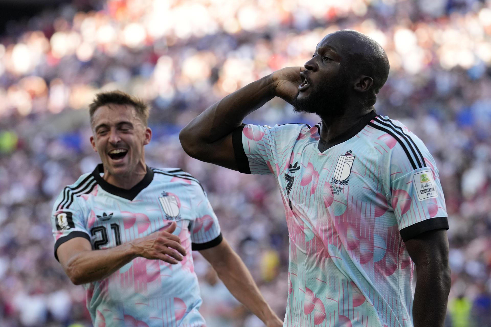 Romelu Lukaku, de Bélgica, celebra después de marcar el 1-4 durante el partido de octavos de final del Mundial 2026 entre Estados Unidos y Bélgica en Seattle, Washington (EE.UU.). EFE/STEPHEN BRASHEAR
