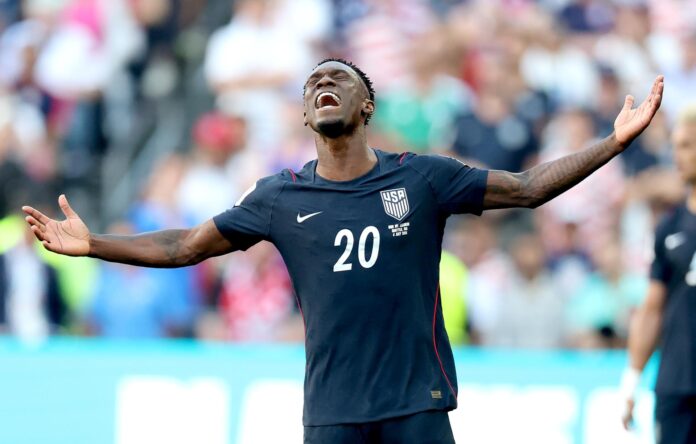 Folarin Balogun, delantero de la selección de Estados Unidos, en el partido ante Bélgica en el Mundial 2026. EFE/EPA/CHRISTOPHER TORRES
