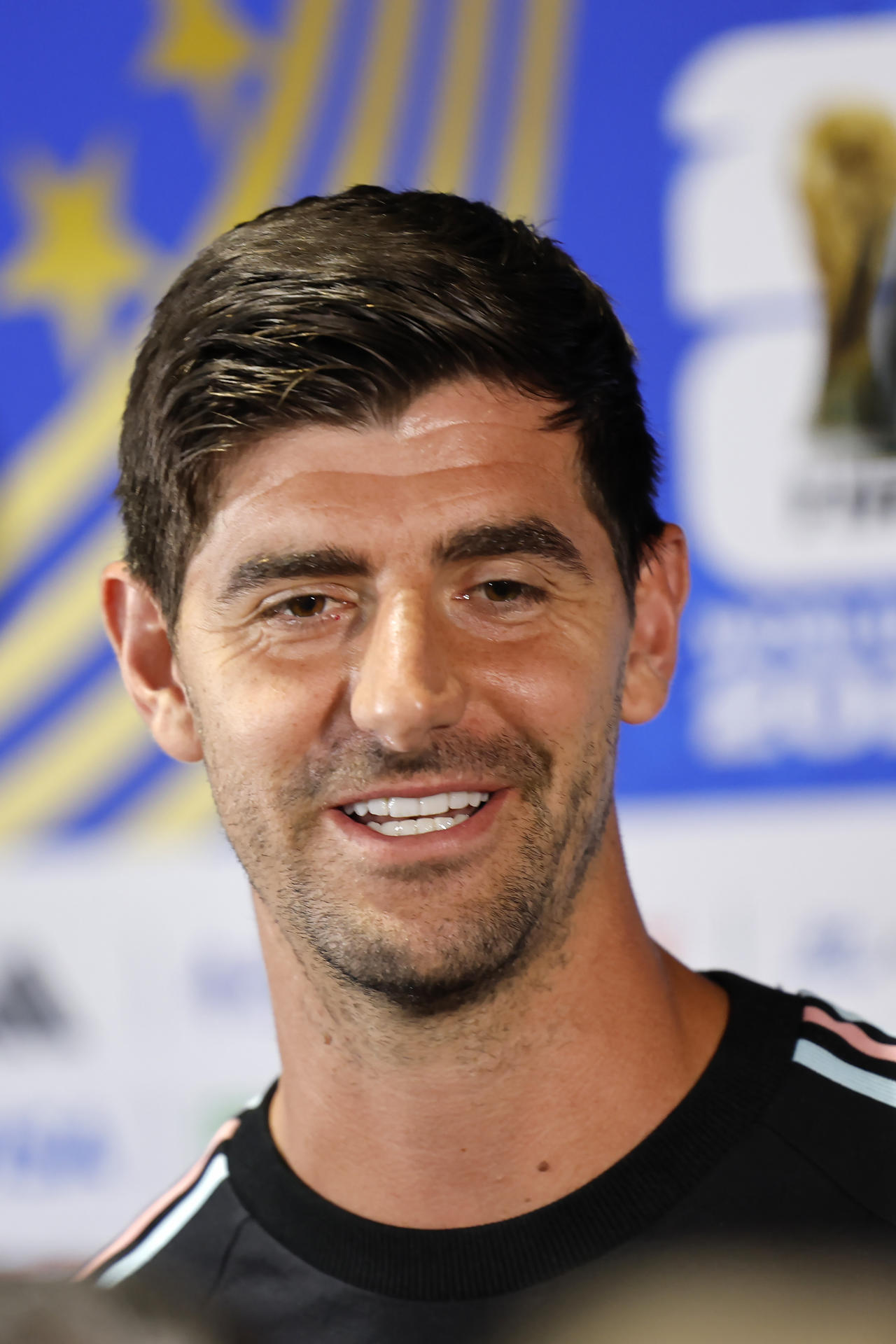 El arquero de la selección de Bélgica Thibaut Courtois habla durante una rueda de prensa este miércoles en Los Ángeles (Estados Unidos). EFE/ Lavandeira Jr.
