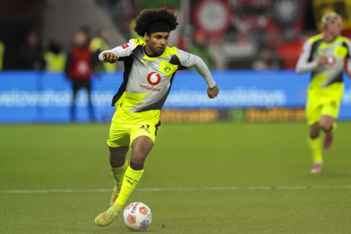 El juagdor Karim Adeyemi, del Dortmund. EFE/EPA/CHRISTOPHER NEUNDORF /Archivo
