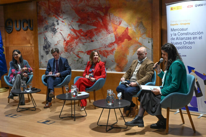 La secretaria de Estado de Comercio del Gobierno de España, Amparo López Senovilla participa en el evento 'Mercosur y la construcción de alianzas en el nuevo orden geopolítico: Diálogo Estratégico España-Uruguay'. EFE/ Federico Gutiérrez
