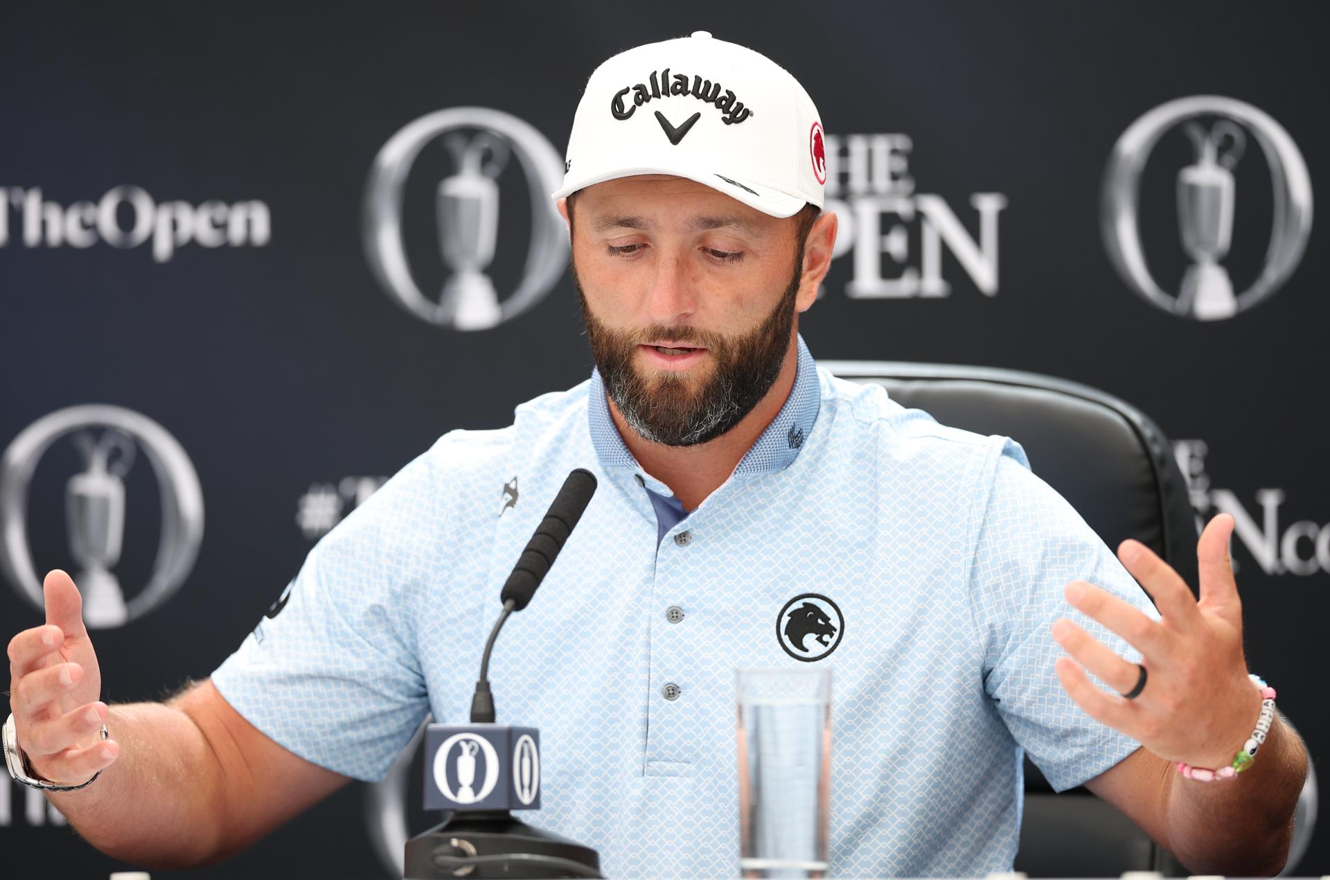 El golfista español Jon Rahm en la rueda de prensa del día de práctica previo al Campeonato de Golf Abierto Británico en el Royal Birkdale de Southport, Reino Unido. EFE/EPA/ADAM VAUGHAN