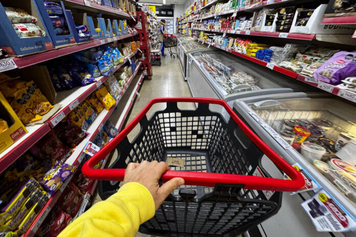 Fotografía de archivo de una persona mientras recorre un supermercado con una canasta vacía en Buenos Aires (Argentina). EFE/ Juan Ignacio Roncoroni
