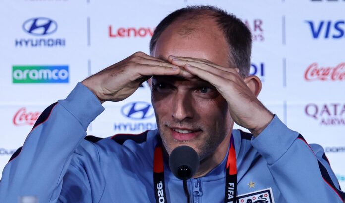 Thomas Tuchel, seleccionador de Inglaterra en la rueda de prensa en Atlanta antes del partido contra Argentina por la semifinal del Mundial 2026. EFE/EPA/RONALD WITTEK
