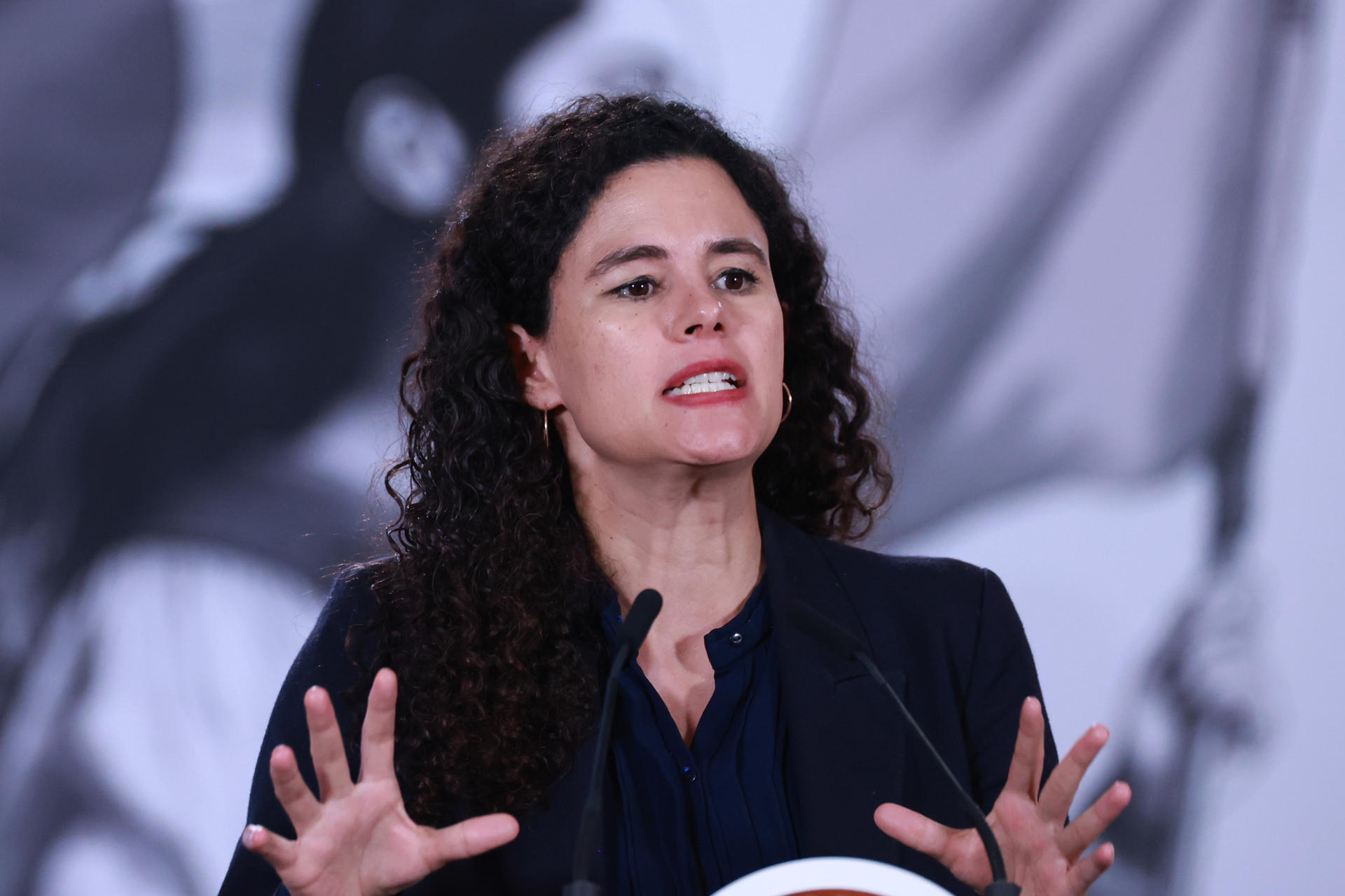 La consejera jurídica del Ejecutivo Federal, Luis María Alcalde, explicó que la nueva Ley General contra el Feminicidio responde a problemas detectados en las investigaciones y en la clasificación de los casos, ya que los 32 estados regulaban el feminicidio de forma diferente, este miércoles en una rueda de prensa en el Palacio Nacional de Ciudad de México (México). EFE/ Mario Guzmán