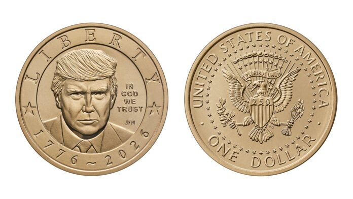 Fotografía divulgada en la cuenta oficial de X @SecScottBessent del secretario del Tesoro de Estados Unidos, Scott Bessent, que muestra el anverso y reverso de una moneda de oro conmemorativa de un dólar con el rostro del presidente Donald Trump. EFE/ @SecScottBessent /SOLO USO EDITORIAL/ NO VENTAS/ SOLO DISPONIBLE PARA ILUSTRAR LA NOTICIA QUE ACOMPAÑA (CRÉDITO OBLIGATORIO)
