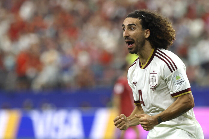 Marc Cucurella durante un partido del Mundial 2026. EFE/ Mariscal
