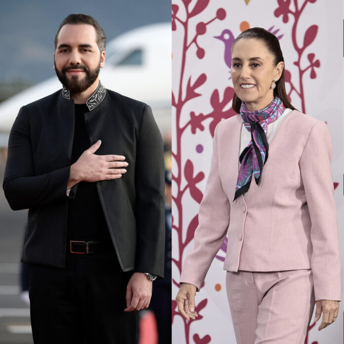 Combo de fotografías de archivo que muestra a los presidentes de El Salvador, Nayib Bukele, y de México, Claudia Sheinbaum. EFE/ ARCHIVO
