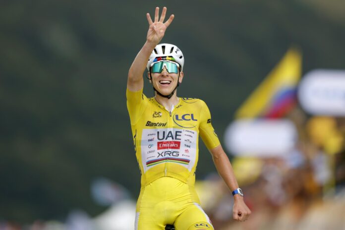 El esloveno Tadej Pogacar se impone en la etapa de Le Markstein. EFE/EPA/GUILLAUME HORCAJUELO
