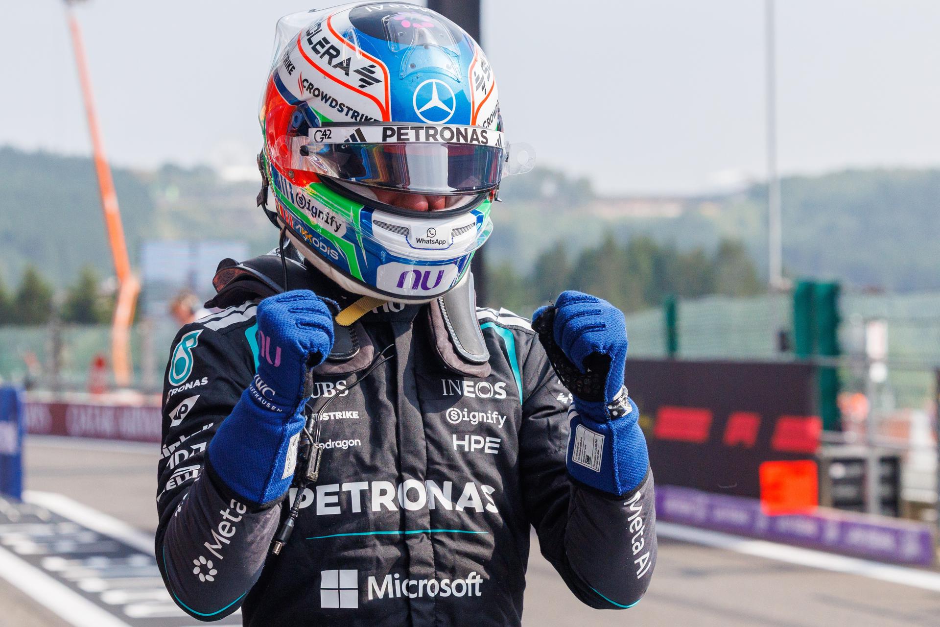 El italiano Andrea Kimi Antonelli (Mercedes), tras la claificación del GP de bélgica en Francochamps, Bélgica. EFE/EPA/OLIVIER MATTHYS
