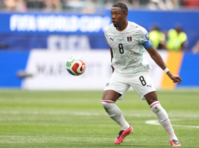 Fotografía del pasado 2 de julio, en la que puede verse al futbolista austríaco David Alaba durante un partido del Mundial de Estados Unidos, México y Canadá. EFE/CHRISTOPHER TORRES
