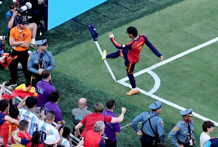 Ferrán Torres de España celebra un gol este domingo, en la final del Mundial de la FIFA 2026 entre España y Argentina en el estadio MetLife en East Rutherford (NJ, EE.UU.)..  EFE/EPA/RONALD WITTEK
