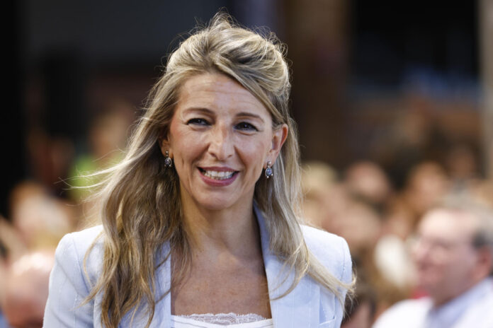 Imagen de archivo de la vicepresidenta segunda y ministra de Trabajo de España, Yolanda Díaz, en un acto en Barcelona. EFE/ Quique García
