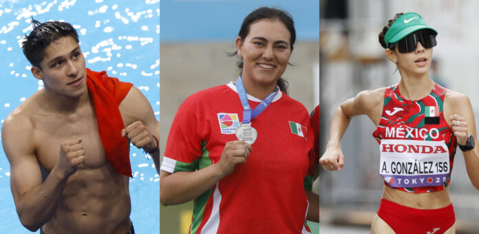 Combo de fotografías de archivo que muestra a los deportistas de México de izquierda a derecha, Osmar Olvera, Alejandra Valencia y Alegna González. EFE/ Julio Muñoz/ Luis Eduardo Noriega A/ Kiyoshi Ota/ ARCHIVO
