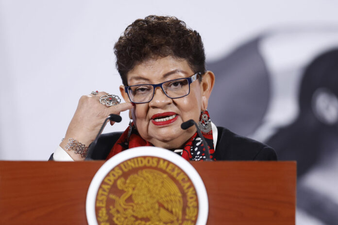 La fiscal general de la República, Ernestina Godoy, habla en una rueda de prensa en Palacio Nacional de la Ciudad de México (México). Imagen de archivo. EFE/Sáshenka Gutiérrez
