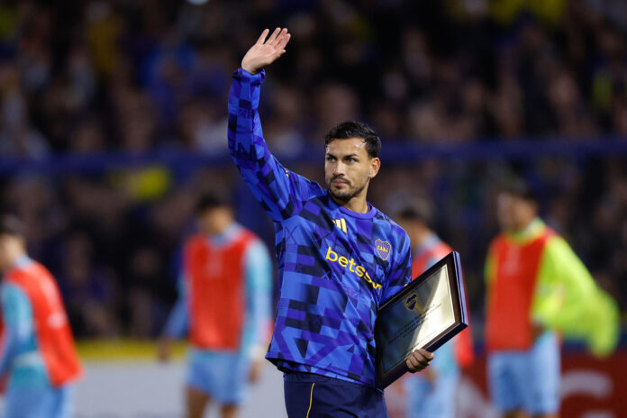 Leandro Paredes, de Boca Juniors, reacciona este jueves, en un partido de la Copa Sudamericana entre Boca Juniors y O'Higgins en el estadio Alberto José Armando, en Buenos Aires (Argentina). EFE/ Juan Ignacio Roncoroni
