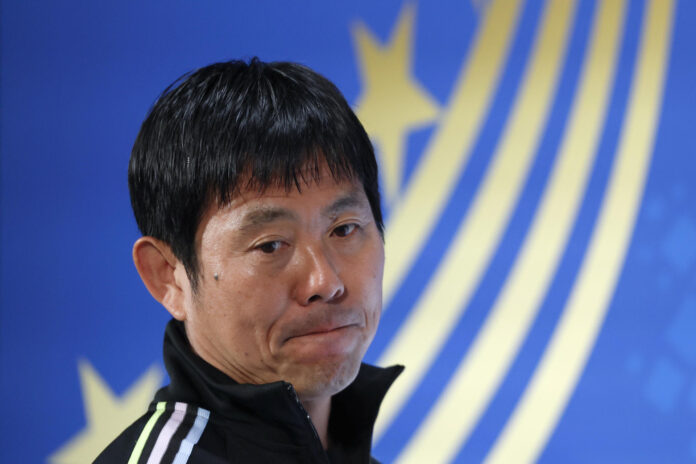 Fotografía del pasado 24 de junio, en la que puede verse al seleccionador de Japón, Hajime Moriyasu, durante una comparecencia en el Mundial de Estados Unidos, México y Canadá. EFE/ Mariscal
