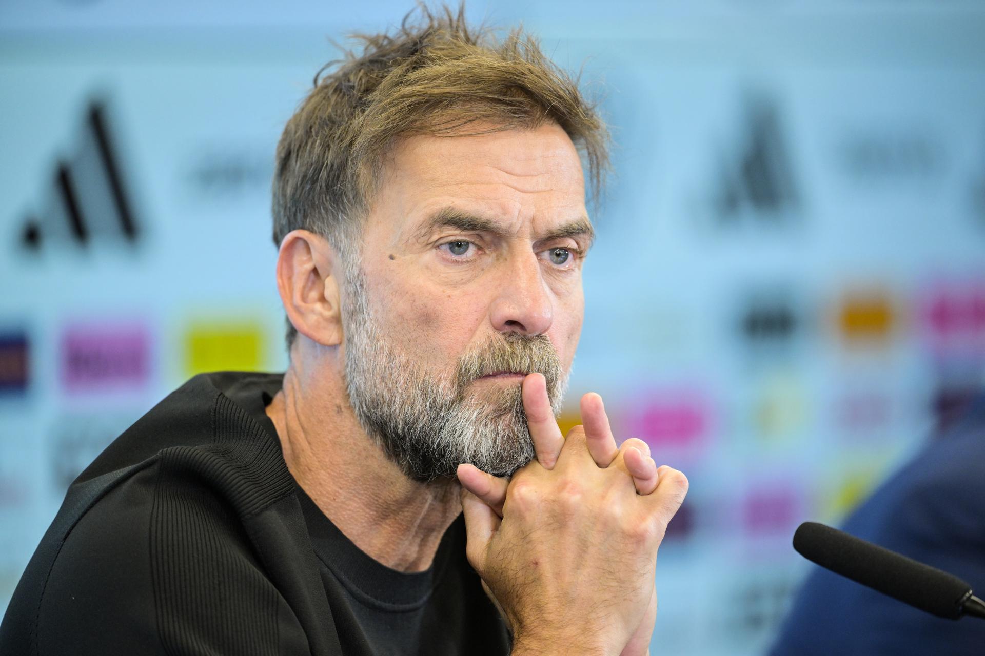 El técnico Jürgen Klopp durante su presentación este viernes como nuevo seleccionador de Alemania. EFE/EPA/Hannes Albert
