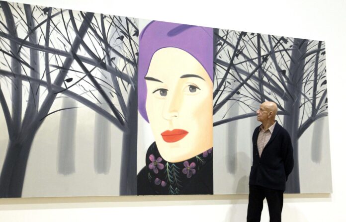 FOTO ARCHIVO. El artista Alex Katz, ante uno de sus cuadros en el Museo Guggenheim Bilbao, donde se abre la exposición 