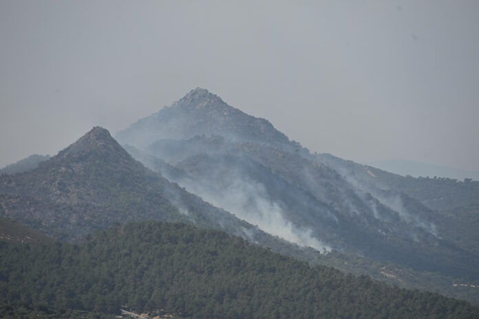 Vista del grave incendio forestal que afecta al suroeste de la provincia de Madrid. EFE/Fernando Villar
