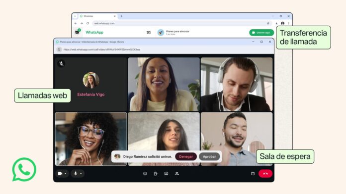 Los usuarios pueden hacer y recibir llamadas y videollamadas, tanto individuales como en grupo, directamente desde WhatsApp Web, sin necesidad de descargar ninguna app. Crédito de la imagen: WhatsApp.
